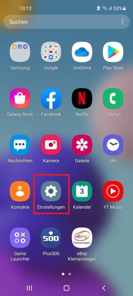 Samsung Display Flackern vermeiden.  1. Rufe Einstellungen in deinem Android Handy auf  