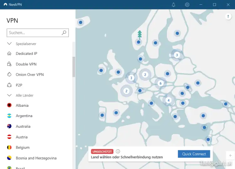 Der Dienst NordVPN ist nicht verbunden